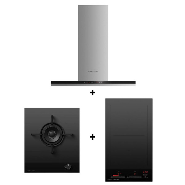 FISHER & PAYKEL GAS RANGE PACKAGE CI302DTB4+CG451DTGGB4+HC90DCX