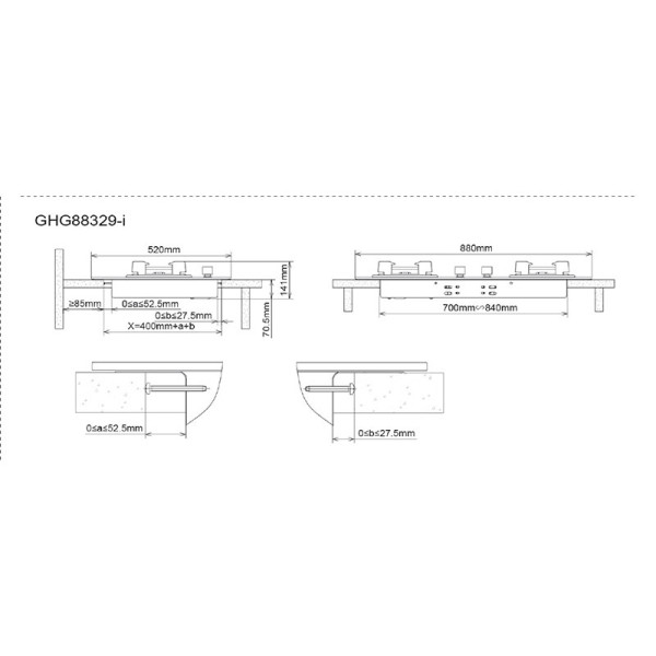 FOTILE BUILT-IN HOB-88CM GLASS TOP GHG88329-I