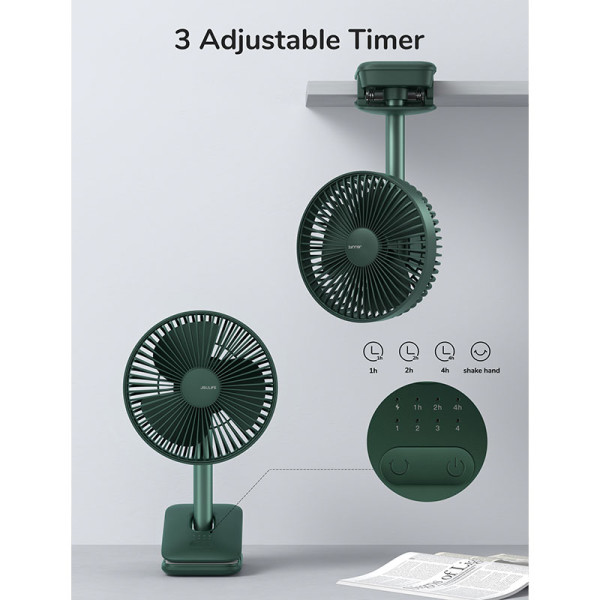 JISULIFE USB FAN FA13R GREEN-CLIP FAN