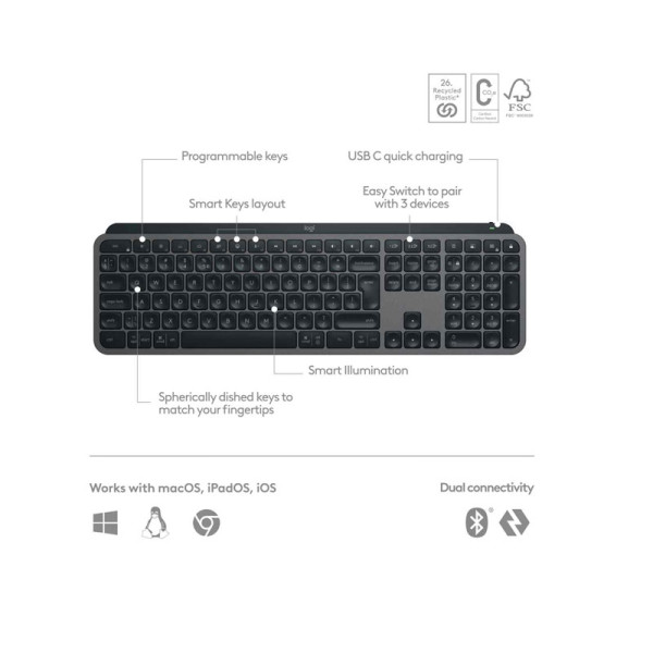 LOGITECH KEYBOARD 920-011563(MX KEYS S GRAPH)