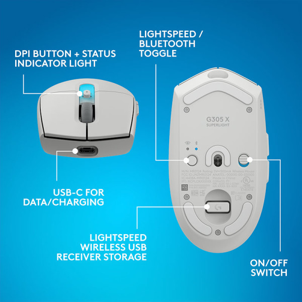 LOGITECH MOUSE 910-007749 (G304X WHT)
