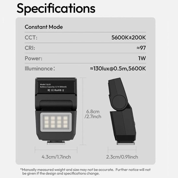 ULANZI DSC/DVC/CAM ACCESSORIES SL03 CAMERA LED FLASH LIGHT