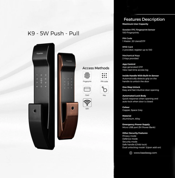 KADDAS DIGITAL LOCK K9-5W COPPER