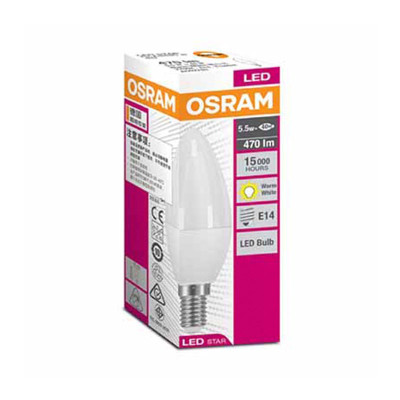 OSRAM BULBS LED 5.5W/827 CANDLE W.WHITE
