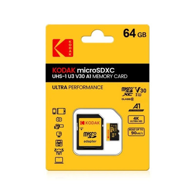 KODAK MEMORY SD CARD / READER ΜicroSD C10 UHS‑I U3 V30 64GB