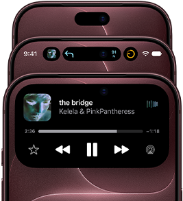 3 iPhone 18 Pro devices in Burgundy fanned out to show Dynamic Island in different modes: off, minimised, maximised